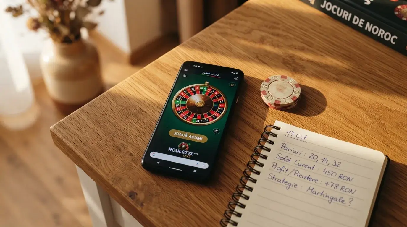 Smartphone așezat pe o masă de lemn lângă o monedă aurie și un calculator de buzunar, în lumina unei ferestre.